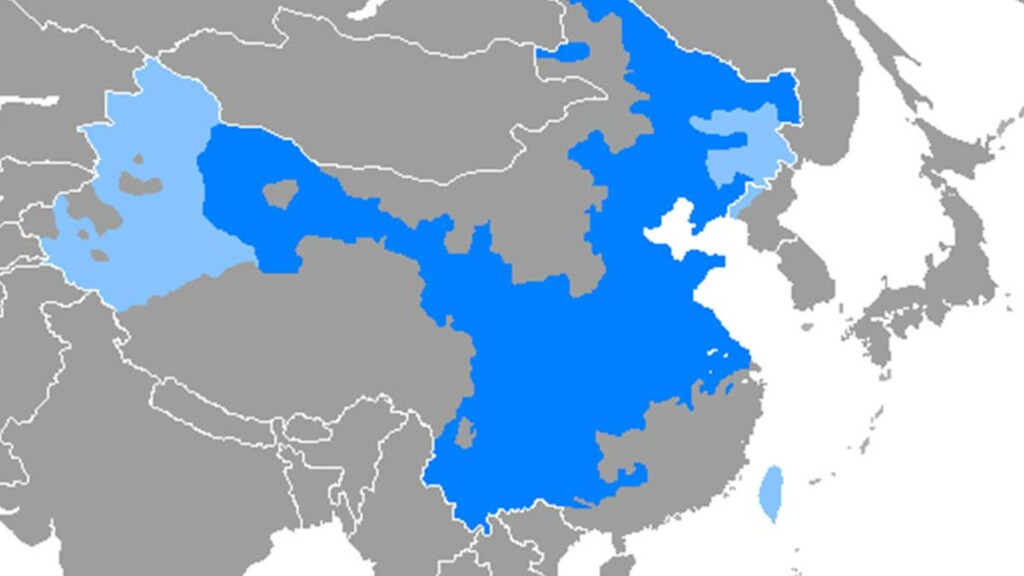 Mappa dei luoghi dove si parla il mandarino