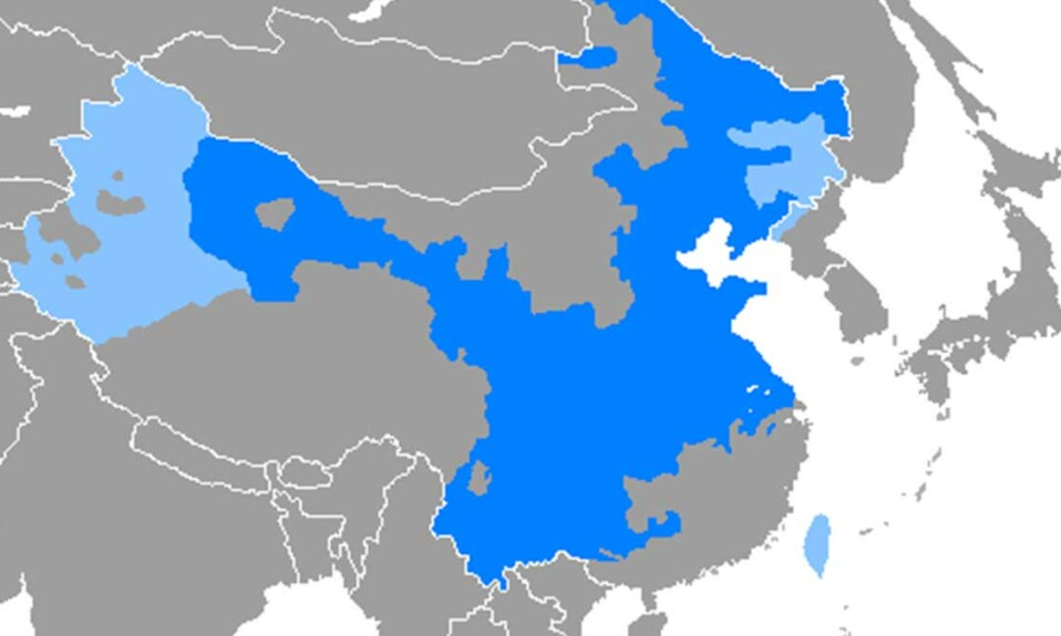 Mappa dei luoghi dove si parla il mandarino
